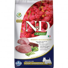 Farmina N&D Dog GF Quinoa Weight Management Lamb Mini (сухой корм для взрослых собак мелких пород с избыточным весом, с ягненком), 800 г
