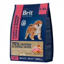 Brit Premium Dog Puppy and Junior Large and Giant с курицей (сухой корм для щенков крупных и гигантских пород), 3 кг