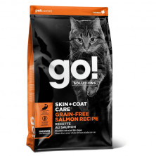 Go! SKIN + COAT Grain Free Salmon Recipe CF 30/14 сухой беззерновой корм для взрослых кошек и котят для кожи и шерсти, с лососем