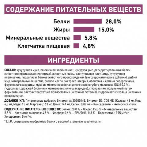 Royal Canin Mobility Support лечебный сухой корм для кошек, способствует увеличению подвижности суставов - 400 г
