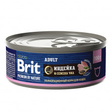 Brit Premium by Nature консервы с мясом индейки и семенами чиа для кошек, 100 г