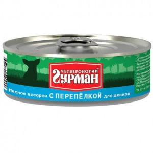 Четвероногий Гурман Мясное ассорти с перепелкой (Консервы для щенков), 100 г