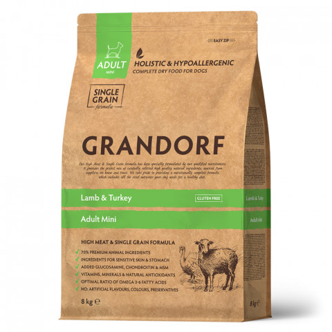 Grandorf Dog Lamb&Turkey Mini сухой корм для взрослых собак мелких пород с ягнёнком и индейкой - 8 кг