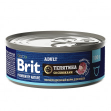 Brit Premium by Nature (консервы с мясом телятины со сливками для кошек), 100 г х 12 шт