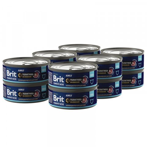 Brit Premium by Nature (консервы с мясом телятины со сливками для кошек), 100 г х 12 шт
