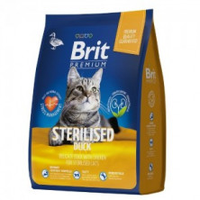 Brit Premium Cat Sterilised сухой корм для взрослых стерилизованных кошек с уткой и курицей - 8 кг