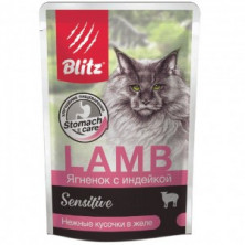 Blitz Adult Cats влажный корм для взрослых кошек с ягненком и индейкой в паучах - 85 г (24 шт)
