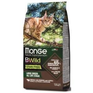 Monge PFB Cat BWild Grain Free сухой беззерновой корм для крупных кошек всех возрастов из мяса буйвола 10 кг