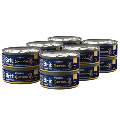 Brit Premium by Nature (консервы с мясом перепёлки для стерилизованных кошек), 100 г х 12 шт