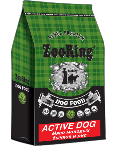 ZooRing Active Dog мясо молодых бычков  и рис. 26/15, 10 кг