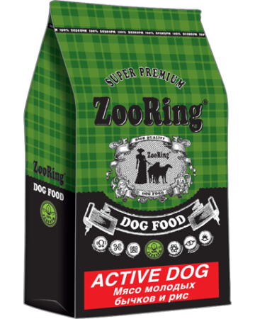 ZooRing Active Dog мясо молодых бычков  и рис. 26/15, 10 кг