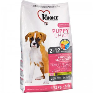 1st Choice Puppy Sensitive Skin & Coat сухой корм для щенков с чувствительной кожей и для шерсти с ягненком, рыбой и рисом - 14 кг