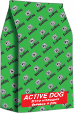 ZooRing Active Dog мясо молодых бычков  и рис. 26/15, 20 кг