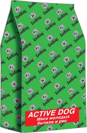 ZooRing Active Dog мясо молодых бычков  и рис. 26/15, 20 кг