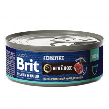 Brit Premium by Nature (консервы с мясом ягнёнка для кошек с чувствительным пищеварением), 100 г х 12 шт
