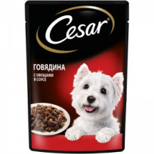Cesar Говядина  с овощами в соусе (Паучи для взрослых собак) 85г х 28 шт