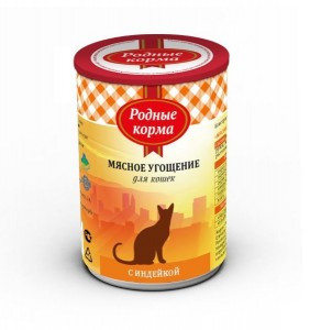 М Родные корма Мясное угощение с Индейкой (Консервы для кошек), 340 г