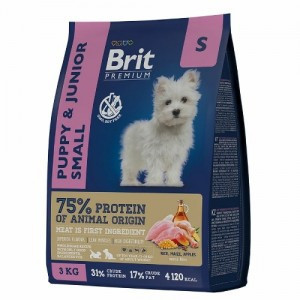 Brit Premium Dog Puppy and Junior Small с курицей (Сухой корм для щенков и молодых собак), 3 кг