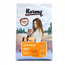 Karmy Hair&Skin Salmon (Сухой корм для взрослых кошек, с проблемной кожей и шерстью с лососем), 400 г