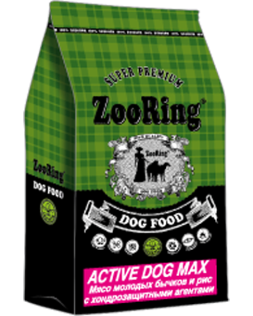 ZooRing Active Dog MAX мясо молодых бычков  и рис. 26/15, 10 кг