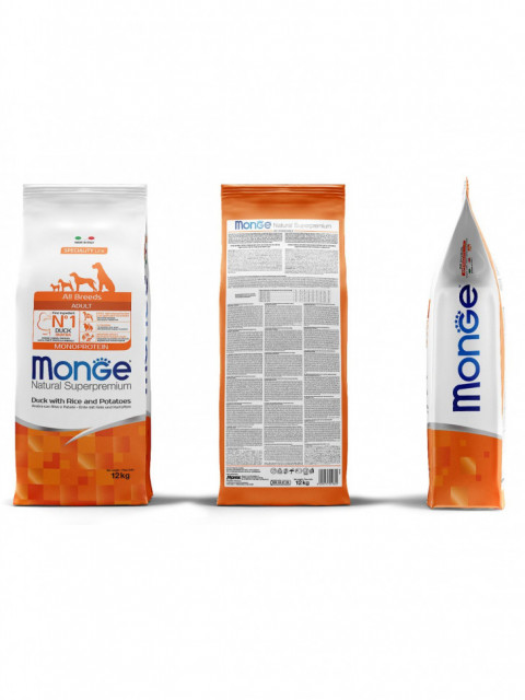 Monge Dog Speciality сухой корм для взрослых собак всех пород с уткой, рисом и картофелем 12 кг