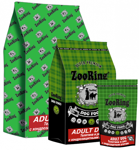 ZooRing Adult Dog 25/13, телятина и рис, с хондропротектерами 10 кг