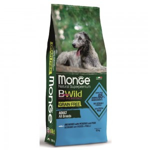 V Monge BWild Grain Free All Breeds Adult Anchovies, Potatoes & Peas (Беззерновой сухой корм для взрослых собак всех пород, c анчоусом, картофелем и горохом), 2,5 кг