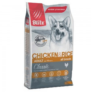 Сухой корм Blitz Adult Chicken & Rice для собак с курицей и рисом -15кг