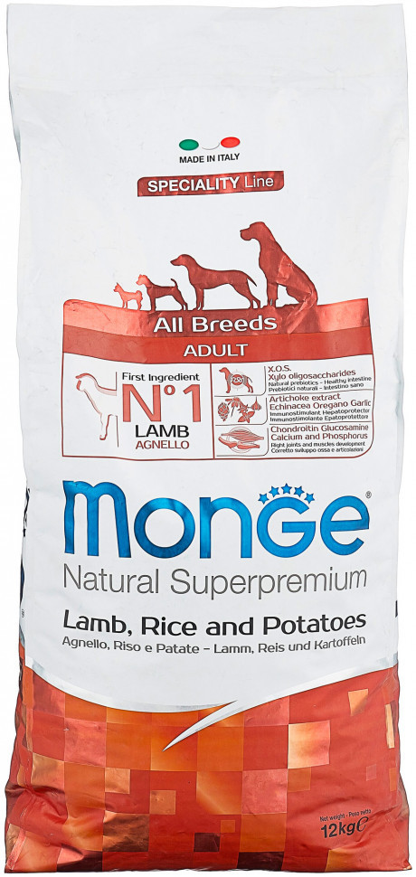 Monge Dog Speciality Adult Lamb сухой корм для взрослых собак всех пород с ягненком, рисом и картофелем 12 кг