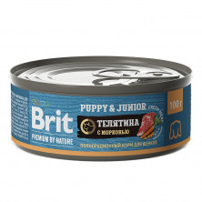 Brit Premium by Nature (консервы с телятиной и морковью для щенков всех пород), 100 г х 12 шт