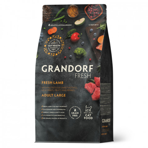 Grandorf Fresh Cat Large Lamb&Sweet Potato сухой корм для взрослых кошек крупных пород с ягненоком и бататом - 2 кг