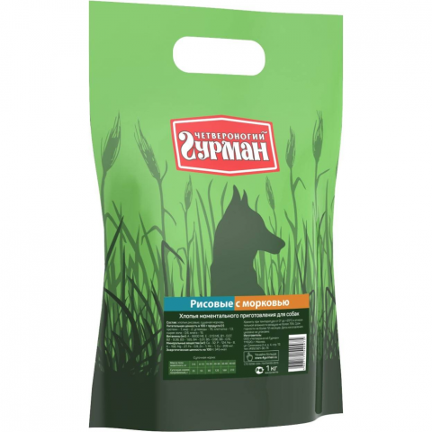 Четвероногий гурман каша для собак рис с морковью - 1 кг