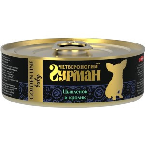 Четвероногий Гурман Golden Line baby Цыпленок и кролик в желе (Консервы для щенков), 100 г