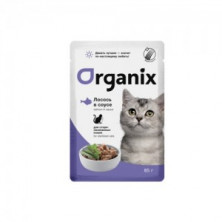 P Organix Sterilised с лососем в соусе (Паучи для взрослых кошек), 85г х 24шт