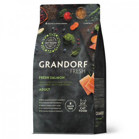 Grandorf Fresh Cat Adult Salmon&Sweet Potato сухой корм для взрослых кошек с филе лосося и бататом - 400 г
