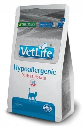 Farmina Vet Life Cat Hypoallergenic Pork & Potato сухой диетический корм для взрослых кошек при пищевой аллергии, со свининой и картофелем - 400 г