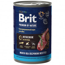 Brit Premium by Nature (консервы с ягненком и гречкой для взрослых собак всех пород с чувствительным пищеварением), 410 х 9 штук