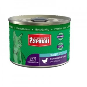 Четвероногий Гурман Паштет с Куриной Печенью (Консервы для кошек), 190 г