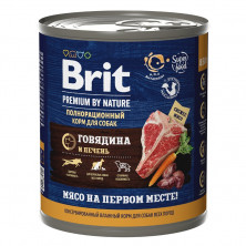 Brit Premium by Nature (консервы с говядина и печенью для взрослых собак всех пород), 850 г х 6 шт