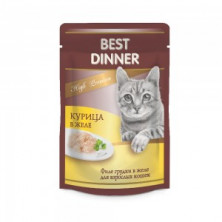 G Best Dinner High Premium Курица в желе (Паучи для котят и  взрослых кошек), 85г х 24шт