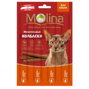 РК Molina Жевательные колбаски с олениной и гусем (Лакомство для кошек), 20 г