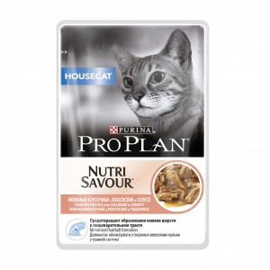 Pro Plan Housecat паучи для взрослых кошек при домашнем образе жизни с лососем - 85 г х 26 шт