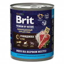 Brit Premium by Nature (консервы с говядиной и рисом для взрослых собак всех пород), 850 г х 6 шт