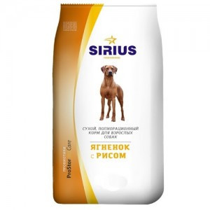Sirius сухой корм для взрослых собак, ягнёнок и рис - 15 кг