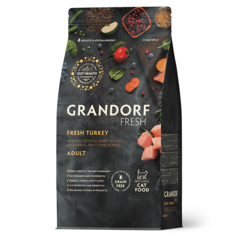 Grandorf Fresh Cat Adult Turkey&Sweet Potato сухой корм для взрослых кошек с индейкой и бататом - 2 кг