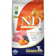 Farmina N&D Pumpkin Dog Grain Free Lamb & Blueberry Puppy Mini сухой беззерновой корм для щенков мелких пород с ягненком, черникой и тыквой - 2,5 кг