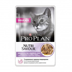 Pro Plan Nutrisavour Delicate Adult Turkey in Gravy (Пауч для кошек с чувствительным пищеварением Индейка в соусе) 85г х 26шт