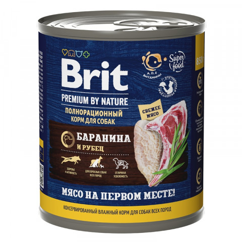 Brit Premium By Nature (консервы с бараниной с рубцом для взрослых собак всех пород), 850 г х 6 шт