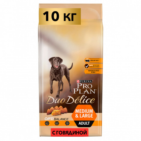 Purina Pro Plan Duo Delice сухой корм для взрослых собак средних и крупных пород с говядиной и рисом - 10 кг