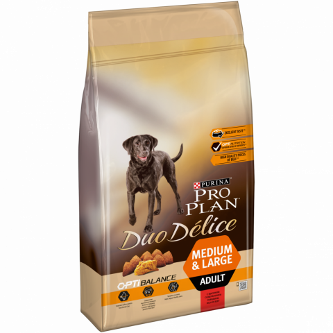 Purina Pro Plan Duo Delice сухой корм для взрослых собак средних и крупных пород с говядиной и рисом - 10 кг